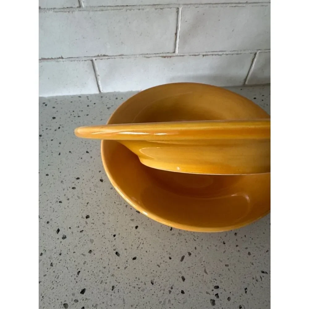 ESPAÑA Hand-Painted Collection Yellow Ceramic Dinner Serving Plates Lot of 2